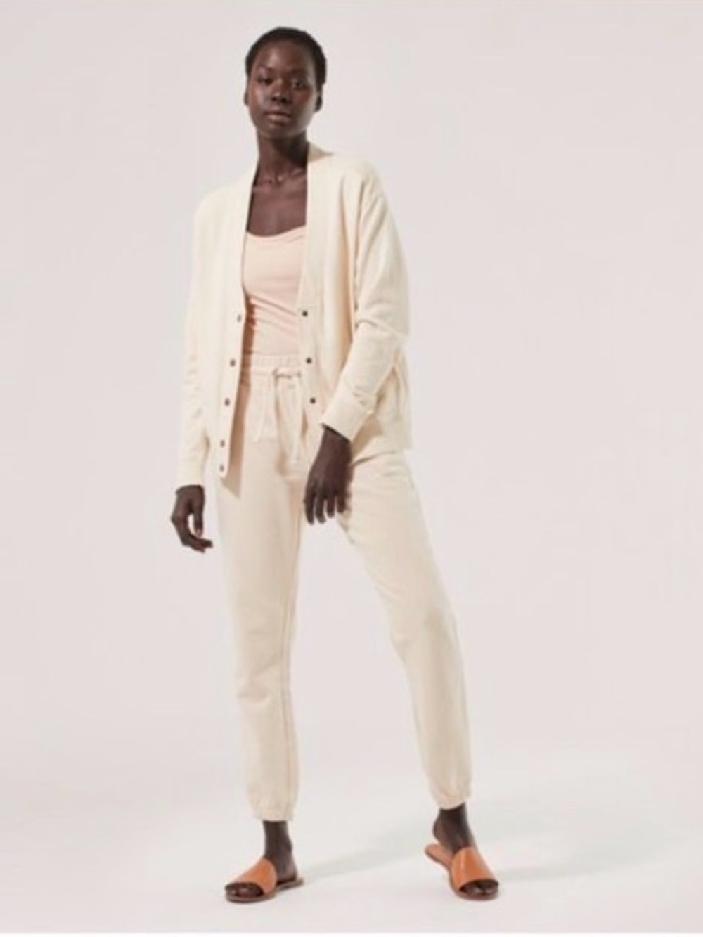 Pact Cream Jogger Pants Essential Sweatpants with Drawstring Waist